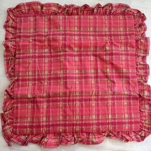 New Vintage 2006 JCPenney Middleton Euro Pillow Sham Quilted Red Gold Plaid USA
